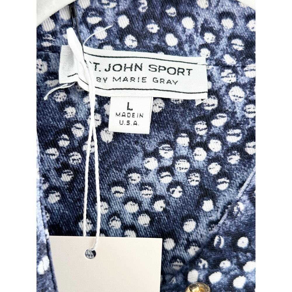 St. John Long Sleeve Button-Front Denim Jacket with Pearl Bottons Blue Womens L - Picture 5 of 5